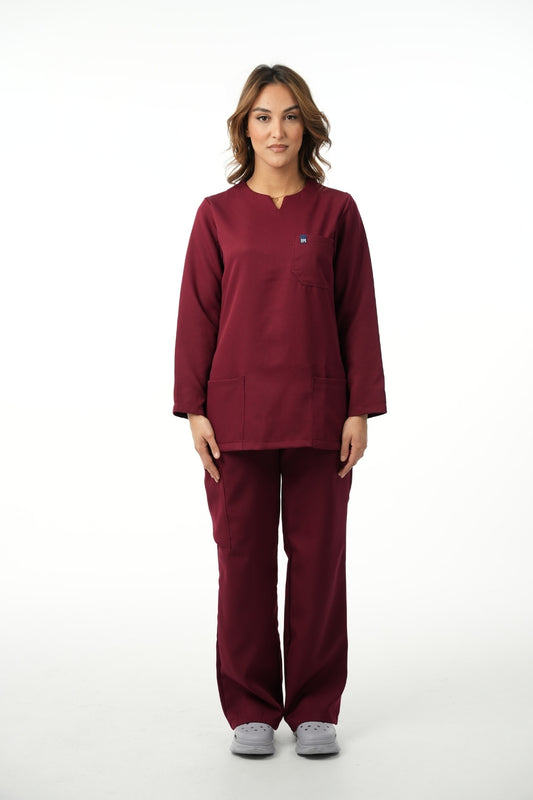Tenue médicale manches longues pour Femme - Bordeaux - Collection Nour