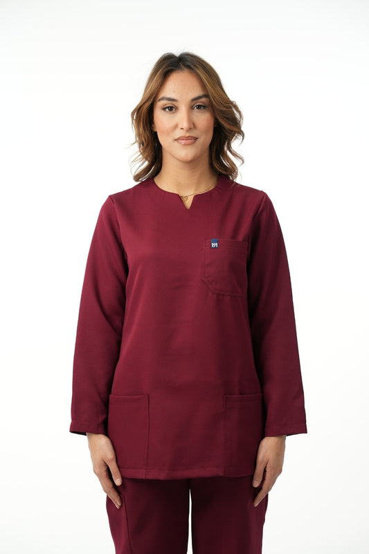 Tenue médicale manches longues pour Femme - Bordeaux - Collection Nour