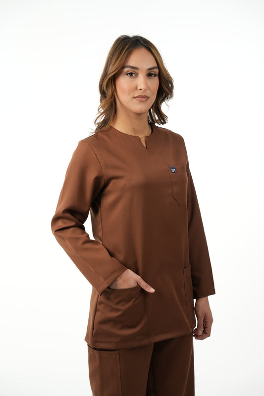 Tenue médicale manches longues pour Femme - Marron - Collection Nour