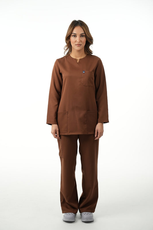 Tenue médicale manches longues pour Femme - Marron - Collection Nour
