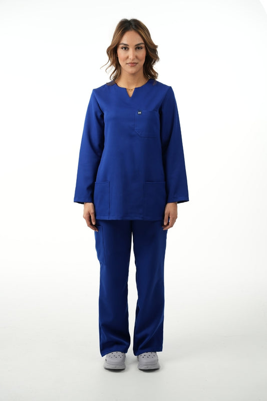 Tenue médicale manches longues pour Femme - Bleu roi - Collection Nour