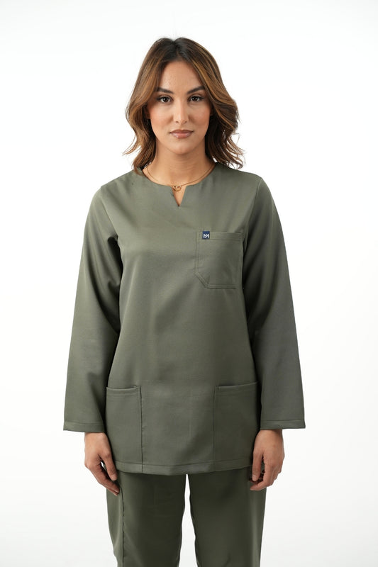 Tenue médicale manches longues pour Femme - Vert olive - Collection Nour