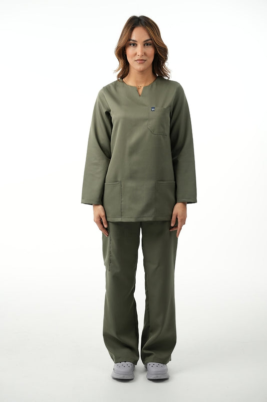 Tenue médicale manches longues pour Femme - Vert olive - Collection Nour