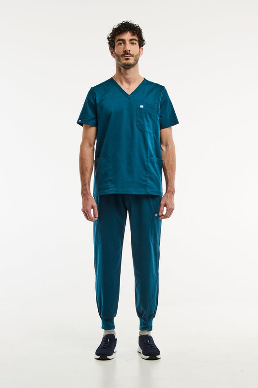Teal scrub set LUCA Jogger, ensemble médical complet pour homme vert turquoise