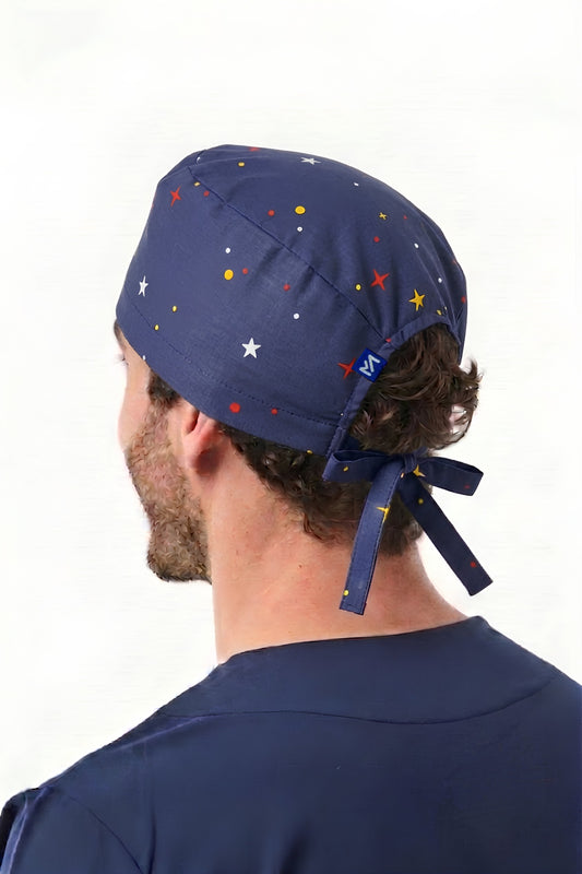 Calot médical à motifs étoiles  - Cheveux courts