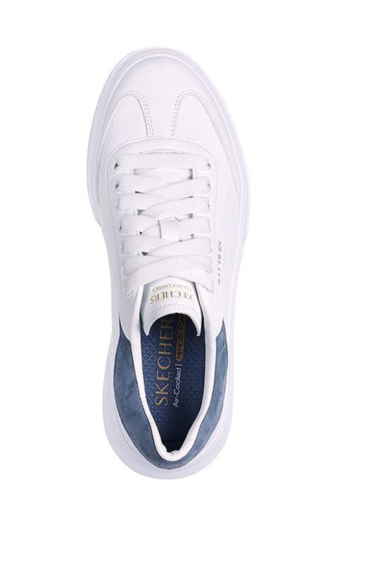 Skechers COURT CLASSICS / Air Cooled - MEMORY FOAM / Blanc- Bleu / Femme