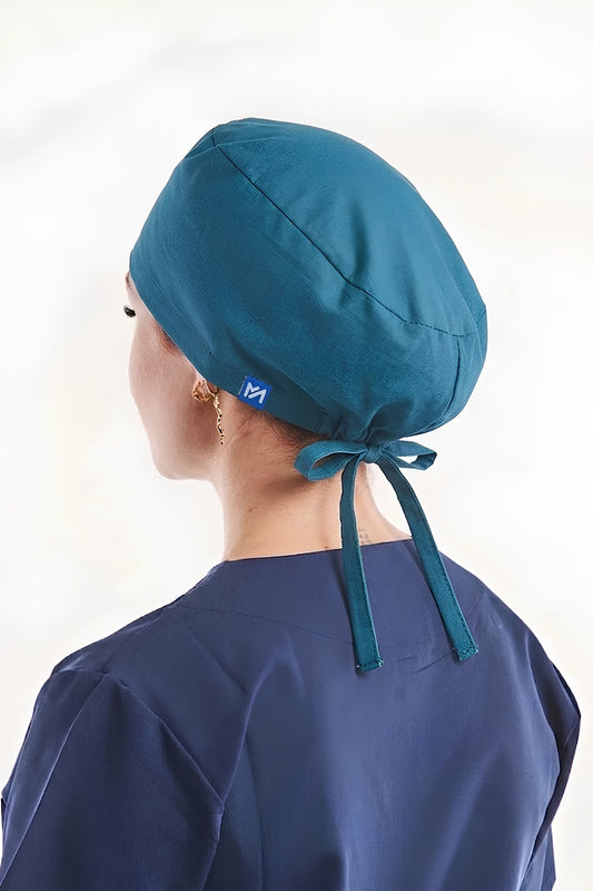 Calot médical - Bleu turquoise - Cheveux longs