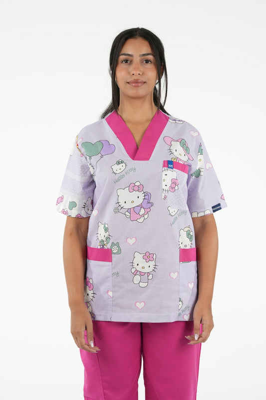 Ensemble médical imprimé Hello Kitty - Rose - Collection Maia