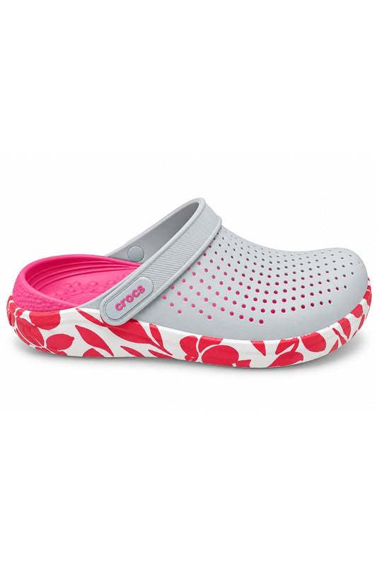 Crocs Lite Classique Gris et Rouge - Femme