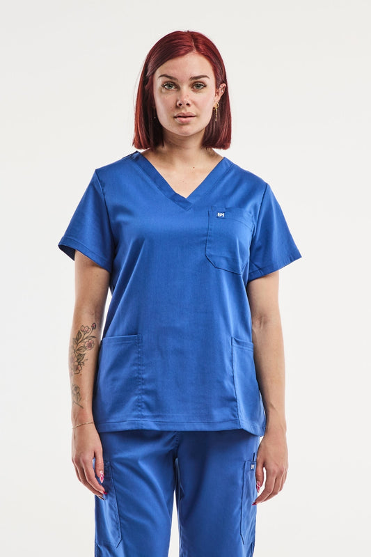 Pantalon médical ajusté en bleu roi pour femme, style EMMA - Tenue médicale