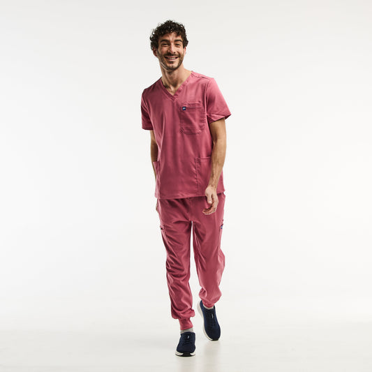 Maroon scrub suit of the LUCA Jogger ensemble médical complet pour homme