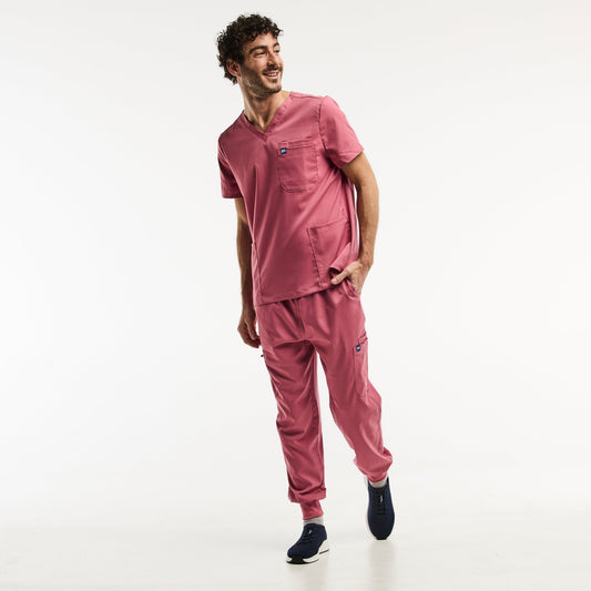 Ensemble médical complet LUCA Jogger pour homme en rose, élégant et confortable